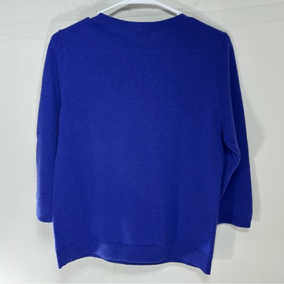 Talbots Blue/Purple Crew Neck Pure Cashmere Sweater Size LP - Picture 2 of 5